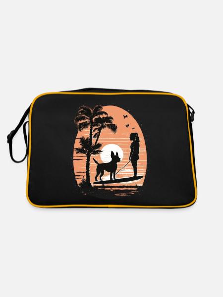 French Bulldog | SUP Stand Up Paddling Surf Girl - Retro Bag - black/gold - Back