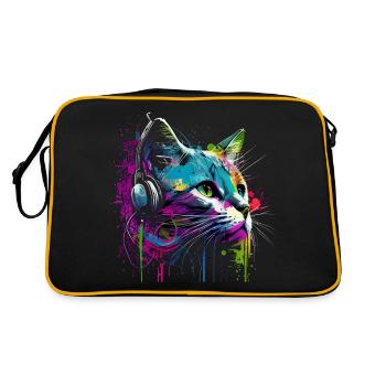 Chat avec écouteurs - Sac Retro - noir/or - Dos