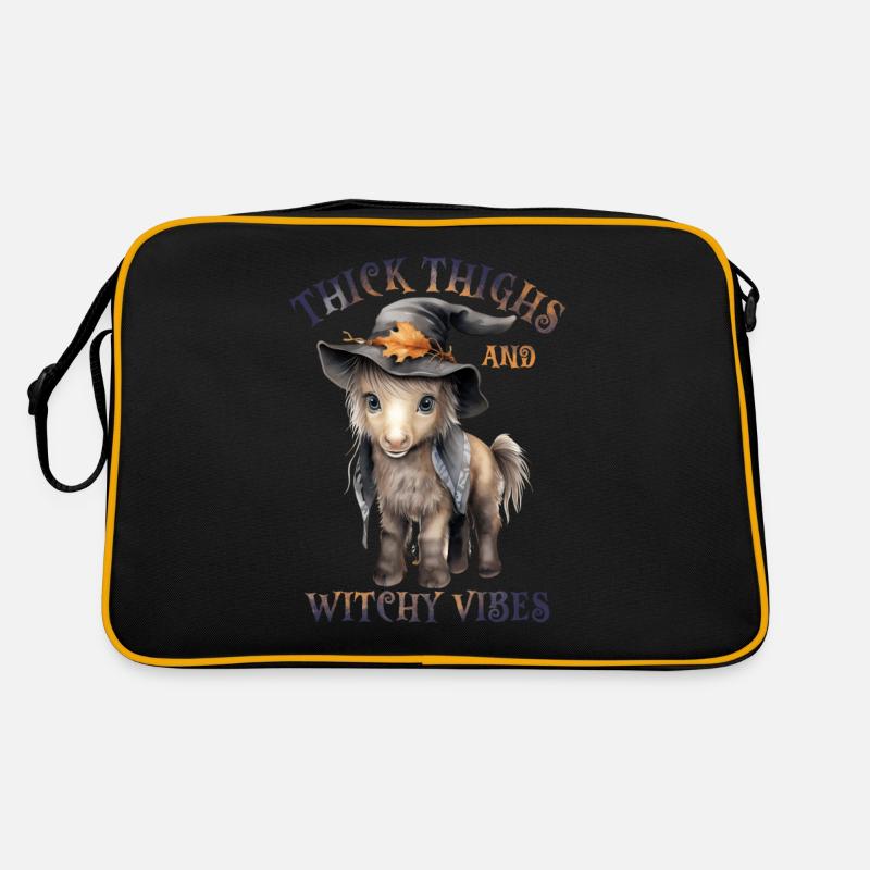 Halloween Pferd Kürbis Horror - Retro Tasche - Schwarz/Gold