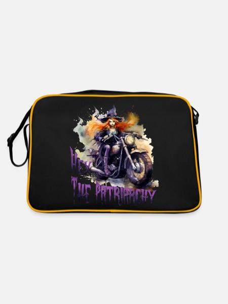 Halloween Pumpkin Horror - Retro Bag - black/gold - Back