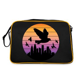 City Pigeon Design für Taubenliebhaber - Retro Tasche - Schwarz/Gold - Hinten