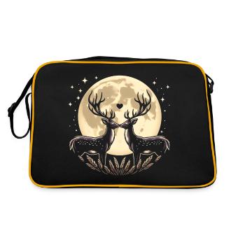 Cerf Romantique Illustration Pleine Lune Couple - Sac Retro - noir/or - Dos