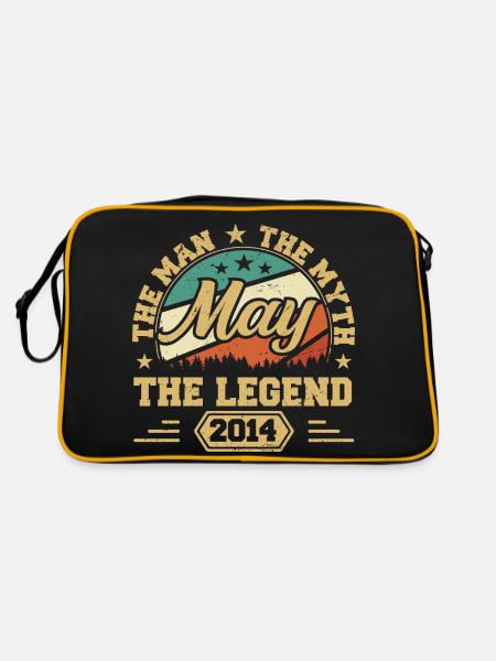 Mai 2014 - Geburtstagsgeschenk geboren im Mai 2014 - Retro Tasche - Schwarz/Gold - Hinten