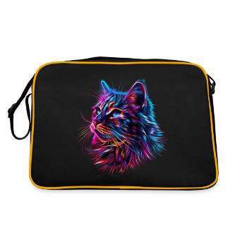 Katzengesicht in Neonfarben - Retro Tasche - Schwarz/Gold - Hinten