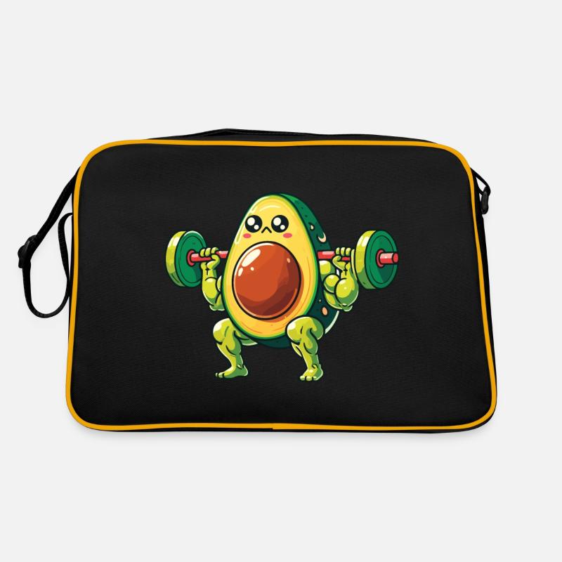 Avocado Gewichtheber Bodybuilder Retro Tasche
