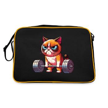 Deadlift Katze Bodybuilding - Retro Tasche - Schwarz/Gold - Hinten