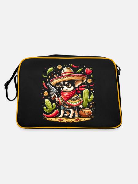 Chihuahua Bandido - Retro Tasche - Schwarz/Gold - Hinten