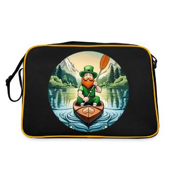 St. Patrick's Day Kleeblatt Kajak - Retro Tasche - Schwarz/Gold - Hinten