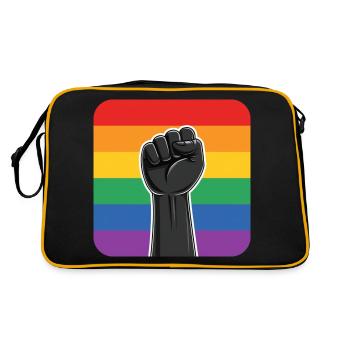 LGBTQ Rights Fist - Retro Tasche - Schwarz/Gold - Hinten