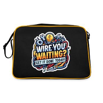 Verdrahten Sie das Warten - Erledigen Sie es noch - Retro Tasche - Schwarz/Gold - Hinten