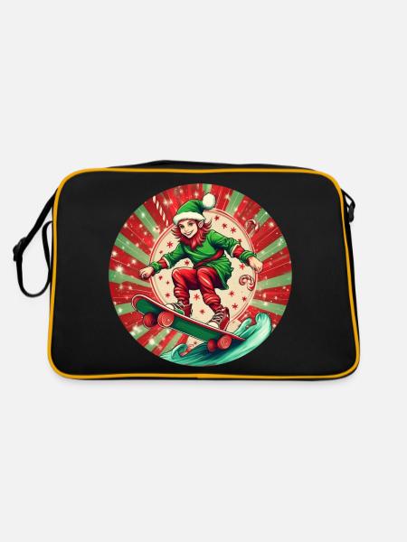 Christmas Elf Skateboarding - Retro Bag - black/gold - Back