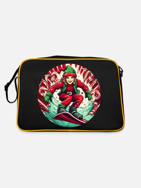 Elfe de Noël Snowboard - Sac Retro - noir/or - Dos