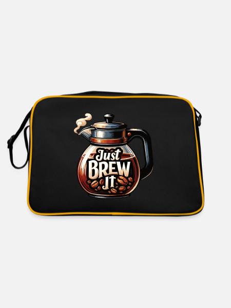 Einfach aufbrühen - Retro Tasche - Schwarz/Gold - Hinten