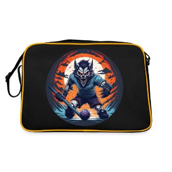 Spooky Halloween party costume werewolf field - Retro Bag - black/gold - Back