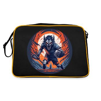 Spooky Halloween Party Costume Werewolf Lacrosse - Retro Bag - black/gold - Back