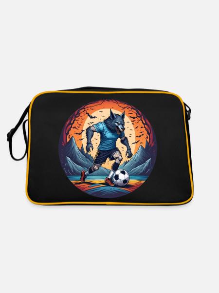 Creepy Halloween party costume werewolf soccer - Retro Bag - black/gold - Back