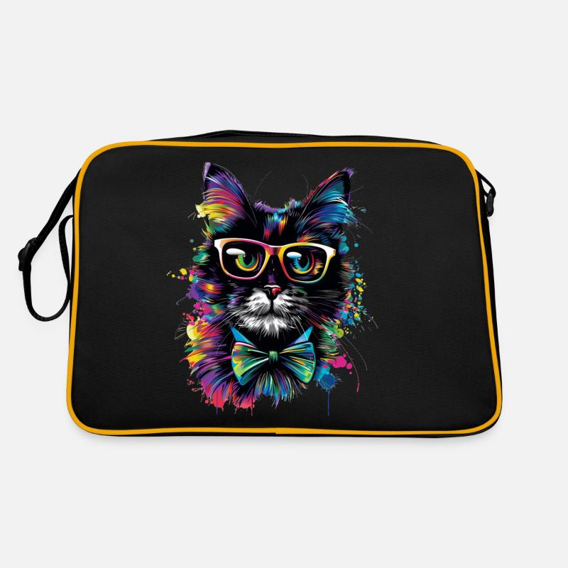 Professor Katze - Retro Tasche - Schwarz/Gold