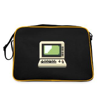 8-Bit DOS Terminal Computer Retro Pixelart - Retro Tasche - Schwarz/Gold - Hinten