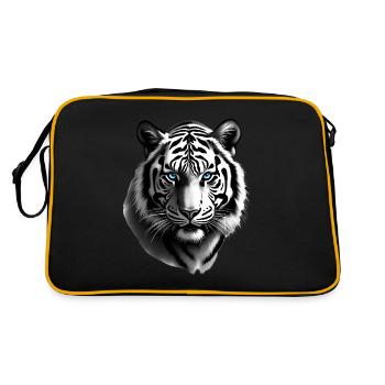 Tigre aux yeux bleus Motif animal Art Tigre - Sac Retro - noir/or - Dos