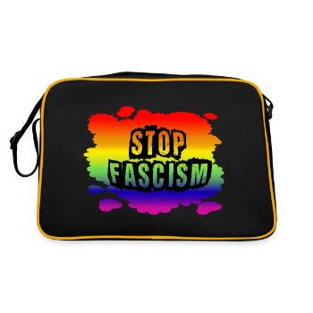 Stop AfD against right, democracy, diversity, left - Retro Bag - black/gold - Back