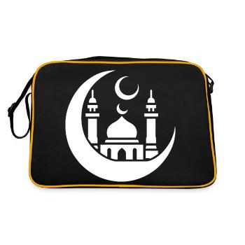 Mosque Silhouette with Crescent Moon: Islamic Art - Retro Bag - black/gold - Back