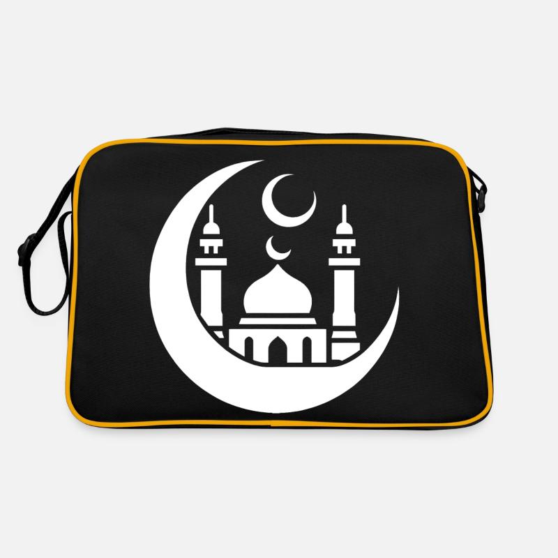 Moschee Silhouette mit Halbmond: Islamische Kunst Retro Tasche
