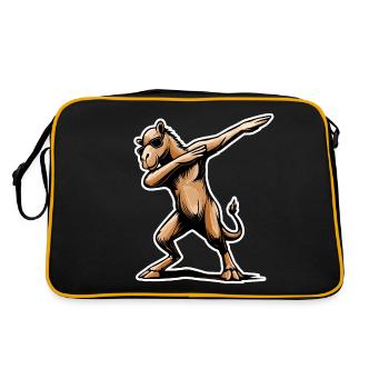 Stylisches Dabbing-Dromedar Design Geschenk - Retro Tasche - Schwarz/Gold - Hinten