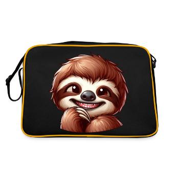 Dessin animé mignon timide paresseux - Sac Retro - noir/or - Dos