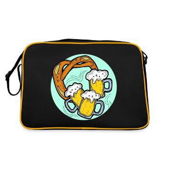 Fête de la bière Octoberfest. Tasse à bière et Brezel. - Sac Retro - noir/or - Dos