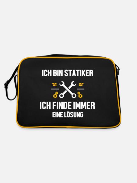 Statiker lustiger Spruch - Retro Tasche - Schwarz/Gold - Hinten