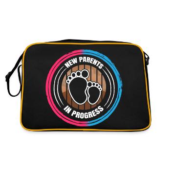 Werdender Papa und werdende Mama Baby Vorhersage - Retro Tasche - Schwarz/Gold - Hinten