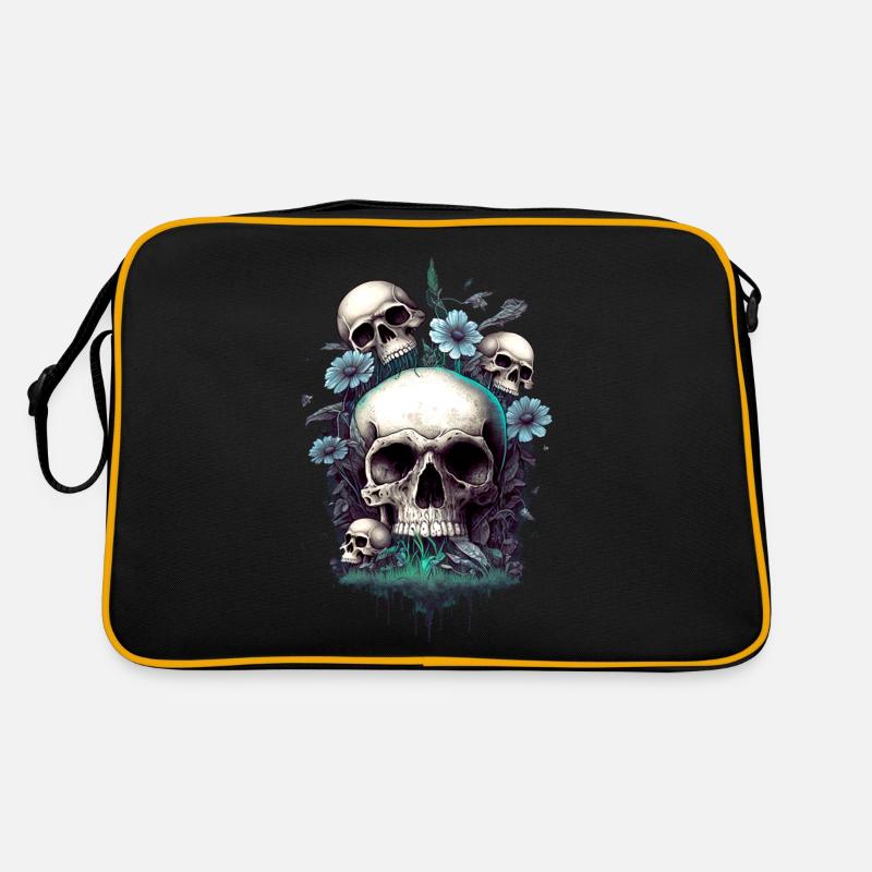 Crânes et fleurs envahis de fleurs Sac Retro