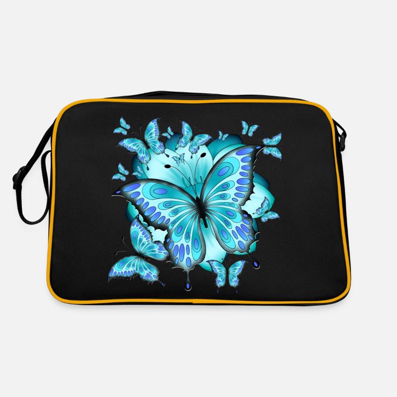 Schmetterlinge mit Blume Retro Tasche
