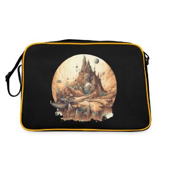 Futuristic life on planets - Retro Bag - black/gold - Back
