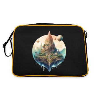 Futuristisch Leben auf Planeten - Retro Tasche - Schwarz/Gold - Hinten