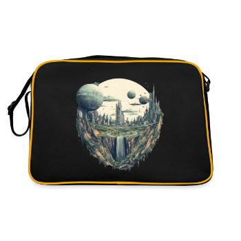 Futuristisch Leben auf Planeten - Retro Tasche - Schwarz/Gold - Hinten