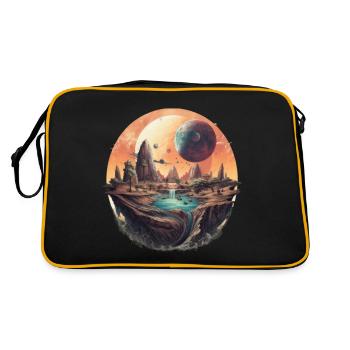 Futuristic life on planets - Retro Bag - black/gold - Back