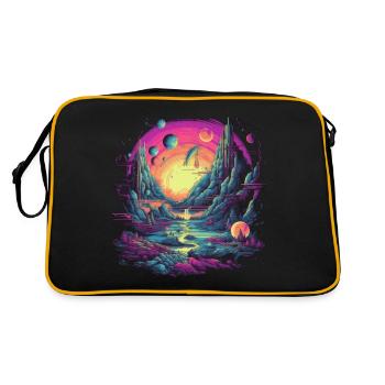 Futuristic life on planets - Retro Bag - black/gold - Back