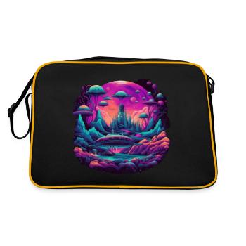 Futuristic life on planets - Retro Bag - black/gold - Back