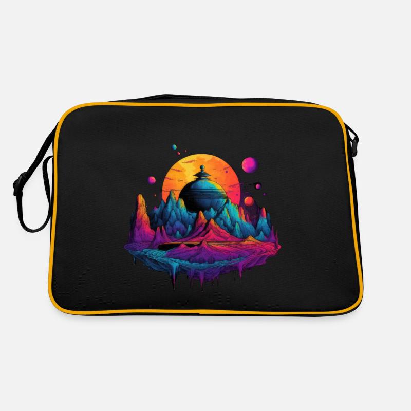 Futuristic life on planets Retro Bag