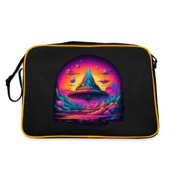 Futuristisch Leben auf Planeten - Retro Tasche - Schwarz/Gold - Hinten