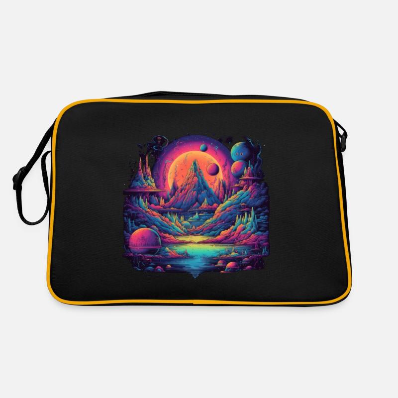 Futuristic life on planets Retro Bag