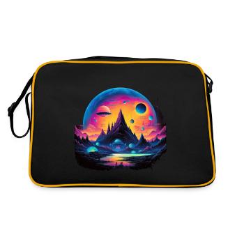 Futuristisch Leben auf Planeten - Retro Tasche - Schwarz/Gold - Hinten