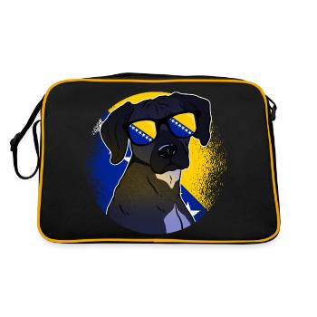 Bosnien und Herzegowina - Retro Tasche - Schwarz/Gold - Hinten
