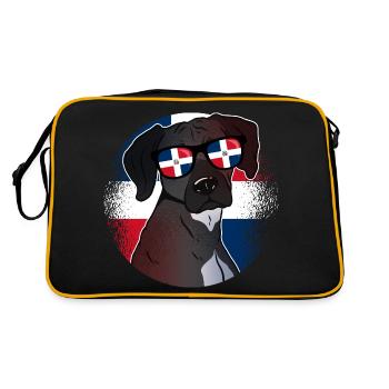 Dominikanische Republik - Retro Tasche - Schwarz/Gold - Hinten