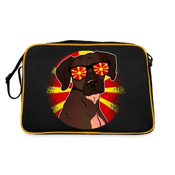 Mazedonien - Retro Tasche - Schwarz/Gold - Hinten