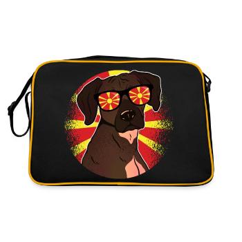 Nordmazedonien - Retro Tasche - Schwarz/Gold - Hinten
