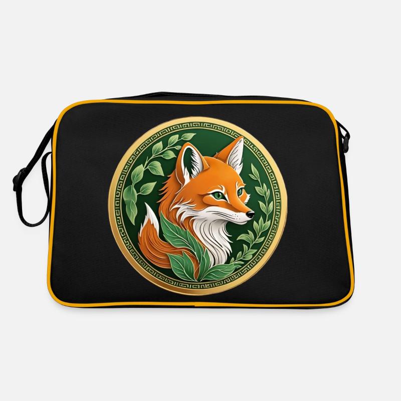 Ausgefallene Münze ein grüner Fuchs mit Orange Retro Tasche
