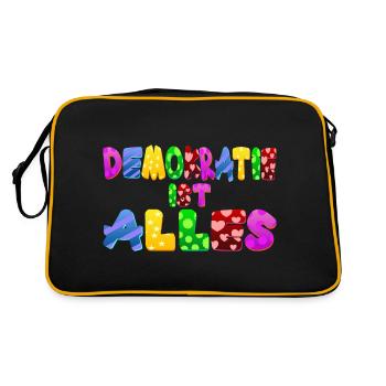 AfD stoppen gegen rechts Demokratie Vielfalt links - Retro Tasche - Schwarz/Gold - Hinten