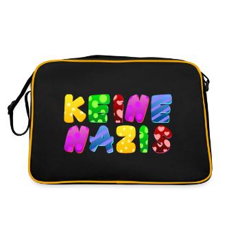 AfD stoppen gegen rechts Demokratie Vielfalt links - Retro Tasche - Schwarz/Gold - Hinten
